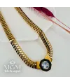 Zirkon Taşlı Çelik Çelik Kolye 40+5 Cm - Kl0194
