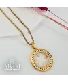 Zirkon Taşlı Çelik Çelik Kolye 40+5 Cm - Kl0196