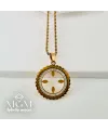 Zirkon Taşlı Çelik Çelik Kolye 40+5 Cm - Kl0196