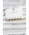Zirkon Taşlı Gold Renk Pirinç Kadın Küpe Seti
