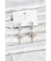 Zirkon Taşlı Gümüş Renk Pirinç Kutup Yıldızı Model Kadın Küpe
