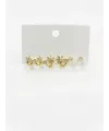  Zirkon Taşlı Pirinç Altılı  Kombin Küpe - Kp00568