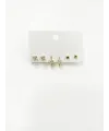   Zirkon Taşlı Pirinç Altılı  Kombin Küpe - Kp00572