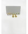   Zirkon Taşlı Pirinç Altılı  Kombin Küpe - Kp00580