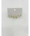   Zirkon Taşlı Pirinç Altılı  Kombin Küpe - Kp00582