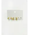   Zirkon Taşlı Pirinç Altılı  Kombin Küpe - Kp00619