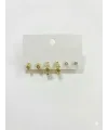   Zirkon Taşlı Pirinç Altılı  Kombin Küpe - Kp00625