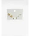  Zirkon Taşlı Pirinç Altılı  Kombin Küpe - Kp00631