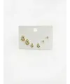   Zirkon Taşlı Pirinç Altılı  Kombin Küpe - Kp00637