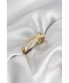 Zirkon Taşlı Sarmal Sedefli Gold Renk Kadın Yüzük