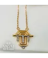 Zirkon Taşlı Uç : Pirinç Çelik Kolye 40+5 Cm - Kl0192