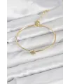 ietaks™ Zirkon Taşlı Yonca Model Gold Renk Kadın Bileklik