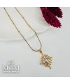 Zirkon Taşlı Zincir : Çelik Çelik Kolye 40+5 Cm - Kl0228