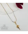 Zirkon Taşlı Zincir : Çelik Çelik Kolye 40+5 Cm - Kl0239