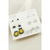 12 Adet Emoji Metal Taşlı Küpe
