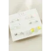 12 Adet Karışık Metal Taşlı Küpe