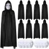120 Cm Siyah Kapüşonlu Pelerin Ve Boyanabilir Karton Maske 8’li Set