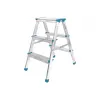 3+3 Çift Basamaklı Alüminyum Metal Merdiven Yükseklik = 69cm Baş Genişlik = 8cm