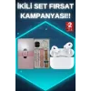 3 Kordonlu Pembe Amoled Ekran Akıllı Saat Ve Yeni Nesil Pro Kablosuz Bluetooth Kulaklık Anc/enc