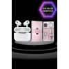 3 Kordonlu Pembe Amoled Ekran Akıllı Saat Ve Yeni Nesil Pro Kablosuz Bluetooth Kulaklık Anc/enc