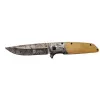 A2150c Kahve Kamp Çakısı 21cm- Manuel, Ahşap İşlemeli Sap,kemerlikli