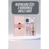 Akıllı Saat 3 Kordonlu Ve Aksesuarlı Bayanlar Için Şık Rose Renk