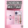 Akıllı Saat Amoled Ekran 3 Kordonlu Aksesuar Hediyeli Sesli Görüşme