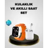Akıllı Saat Ve Kablosuz Kulaklık İos Android Uyumlu Teknoloji Seti