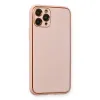 Apple İphone 11 Pro Max Kılıf Coco Deri Silikon Kapak - Pembe