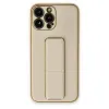 Apple İphone 13 Pro Kılıf Coco Deri Standlı Kapak - Gold