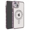 Apple İphone 14 Kılıf Joke Simli Magneticsafe Kılıf - Derin Mor