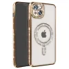 Apple İphone 14 Kılıf Joke Simli Magneticsafe Kılıf - Gold