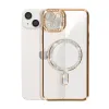 Apple İphone 14 Kılıf Joke Simli Magneticsafe Kılıf - Gold