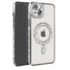 Apple İphone 14 Kılıf Joke Simli Magneticsafe Kılıf - Gümüş