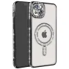 Apple İphone 14 Kılıf Joke Simli Magneticsafe Kılıf - Siyah