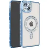 Apple İphone 15 Kılıf Joke Simli Magneticsafe Kılıf - Mavi