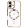 Apple İphone 16 Kılıf Joke Simli Magneticsafe Kılıf - Gold