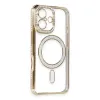 Apple İphone 16 Kılıf Joke Simli Magneticsafe Kılıf - Gold
