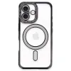 Apple İphone 16 Kılıf Joke Simli Magneticsafe Kılıf - Siyah
