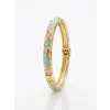 AQua Petal Pembe  & Su Yeşili Mine İşlemeli Kelepçe Bileklik - Kbl0451