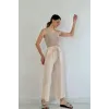 Bej Keten Pantolon