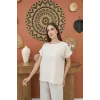 Bej T-Shirt Ve Pantolon Takım