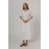 Beli Lastikli Elbise - Beyaz