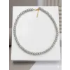 Beyaz Cam İnci  Kolyeler 40+5 Cm  - Kl0301