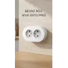 Beyaz İkili Sıva Üstü Dekoratif Topraklı Elektrik Prizi
