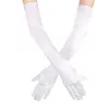 Beyaz Renk Dirseğe Kadar Uzun Kumaş Eldiven 40 Cm