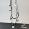 Çelik Nazar Boncuklu İkili Göz Kolye - Kl0058