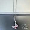 Çelik Zirkon Taşlı Kelebek Kolye - Kl0142