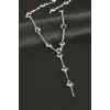 Çiçek Zirkon Taşlı Çelik Y Kolye