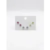Çok Renkli Tektaş Altılı Küpe - Kp00644